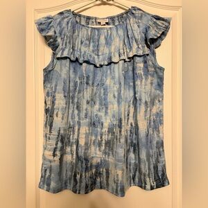 LuLaRoe Blue and White Patterned Top